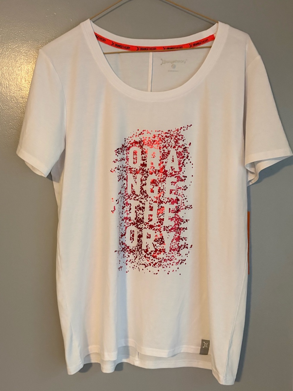 Orangetheory White Tee with Bright Orange Neckband